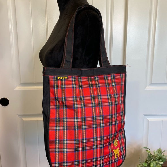 Like New!  Adorable Embroidered Winnie The Pooh Plaid durable Tote - Picture 9 of 11